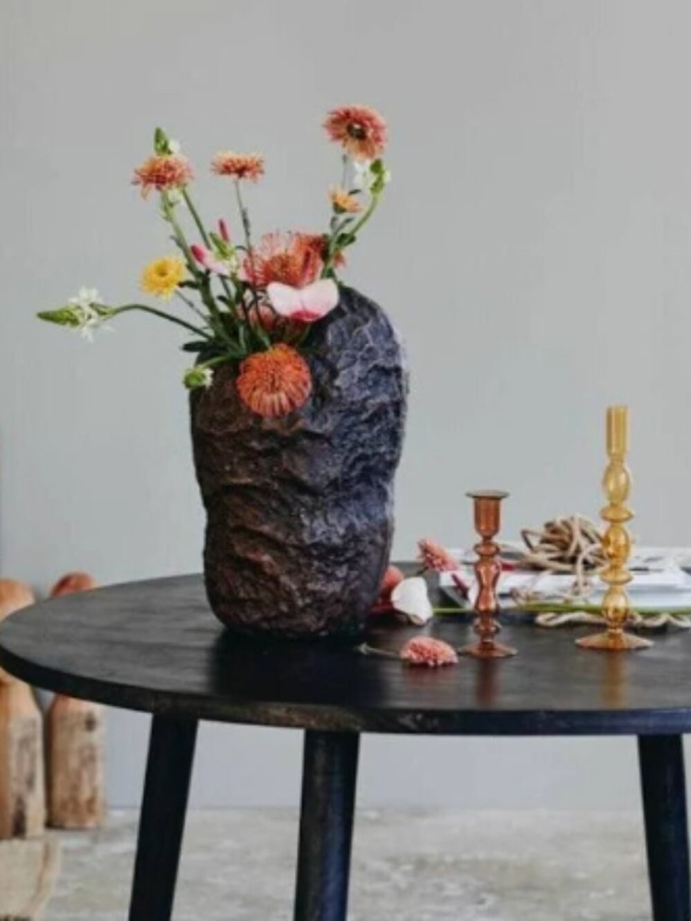 Nordal Dominica Vase Abstract Large Heavy Aluminum with Waterproof Interior